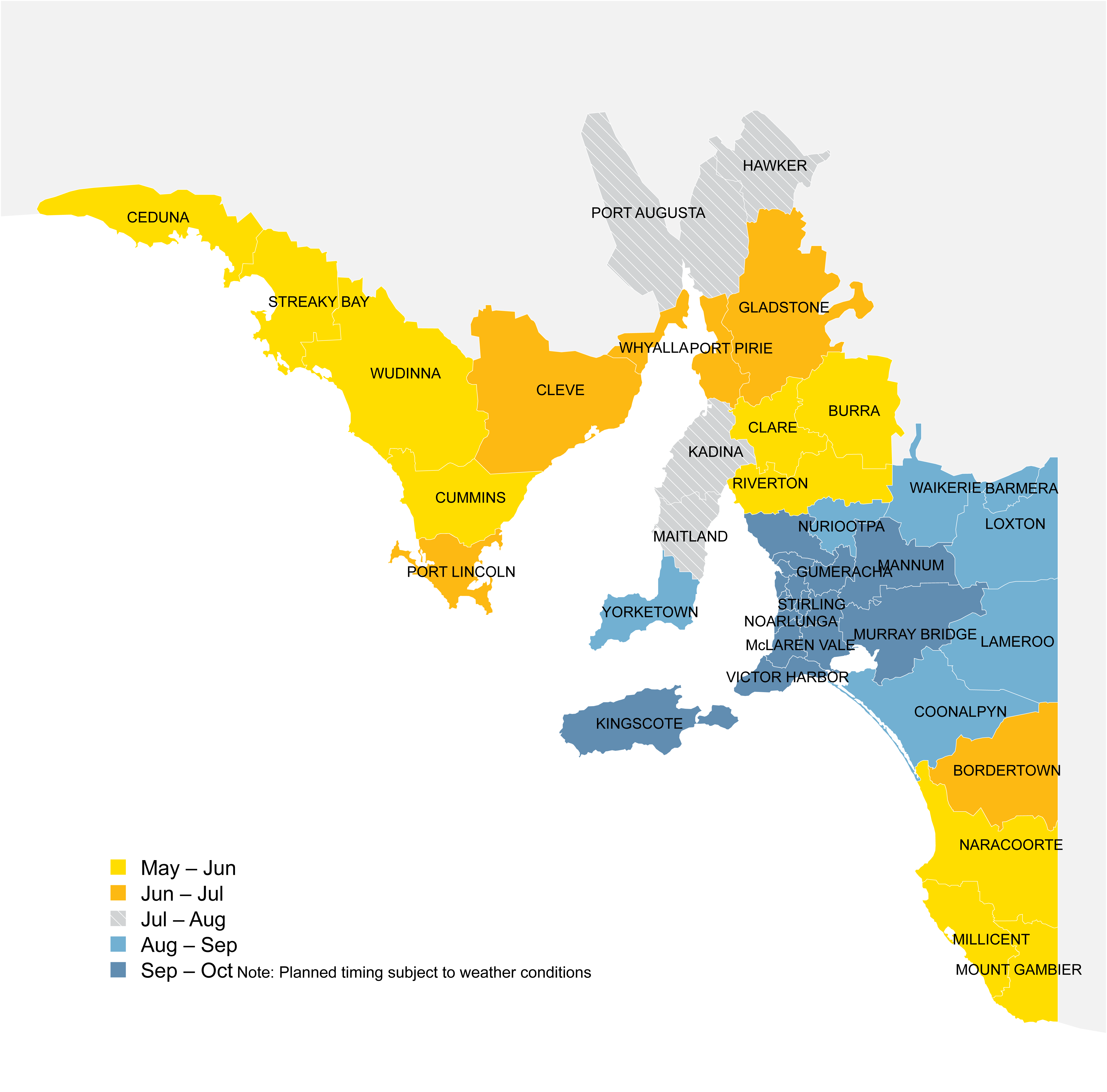 Aerial inspections by helicopter map of South Australia 2023
