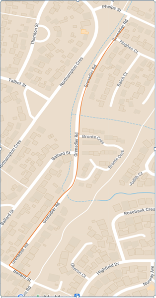 An indicative map of works in Grenadier Road Elizabeth East
