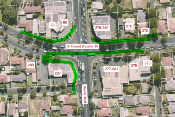 Marion Rd and Sir Donald Bradman Drive works