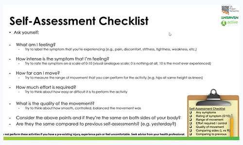 Self assessment checklist