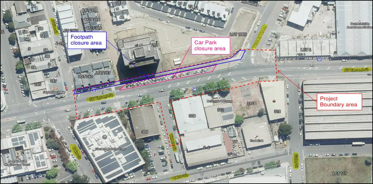 Indicative map of works to underground powerlines in Port Adelaide.