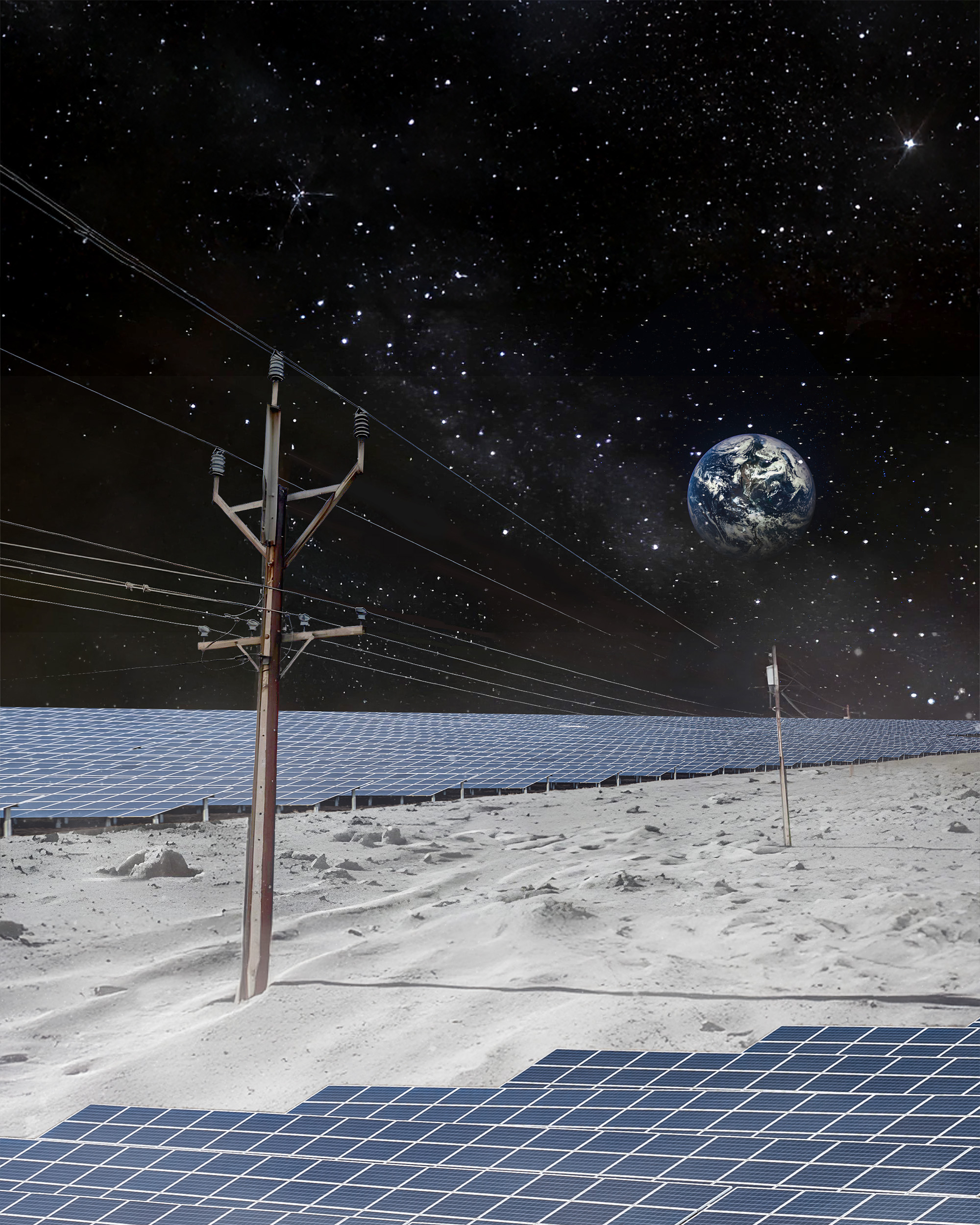 An artist's impression of what the Stobie poles on the moon might look like.
