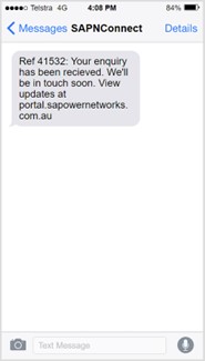 SA Power Networks branded text message example