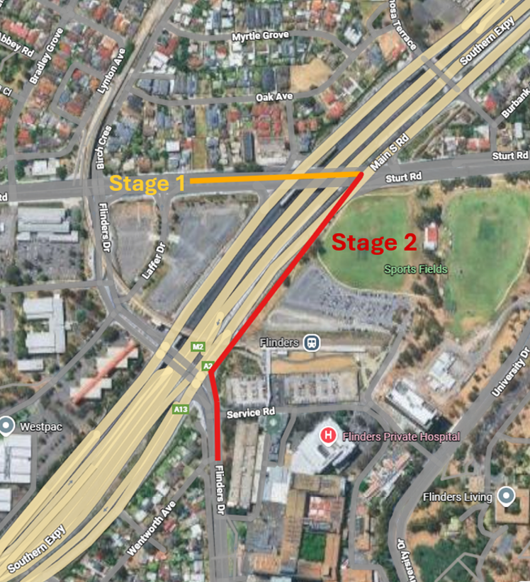 Flinders Medical Centre indicative map of works area