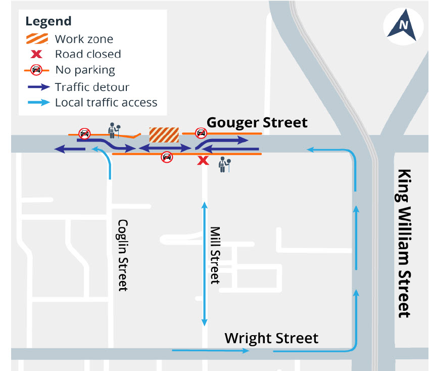 Gouger Street work zones and traffic impacts