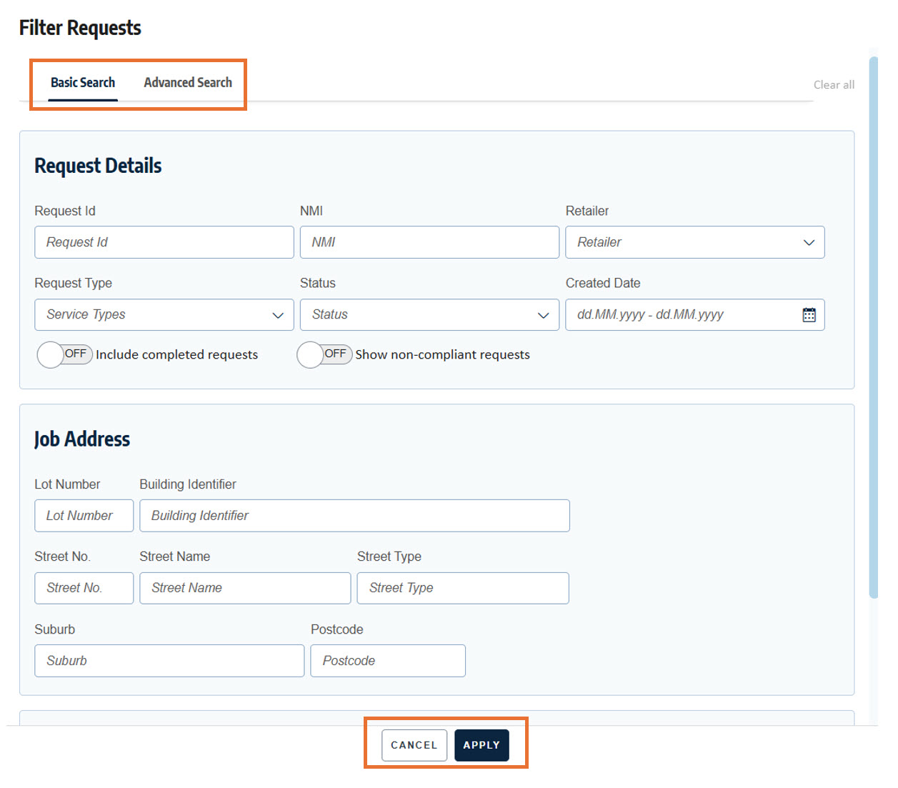 Filter your requests step 2 screenshot