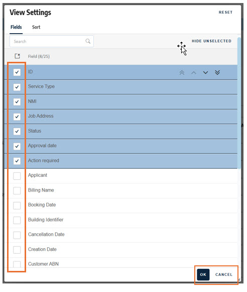 Customise view step 2 screenshot