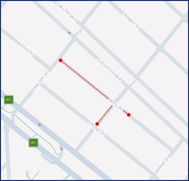 A map showing the indicative works area in West Croydon
