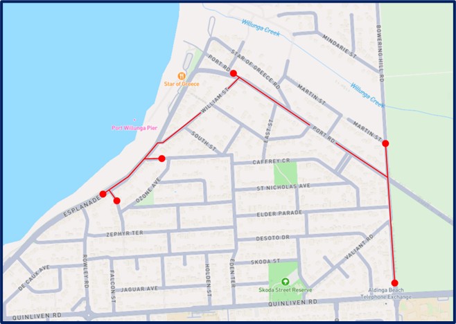 Willunga Powerline upgrades map of works area