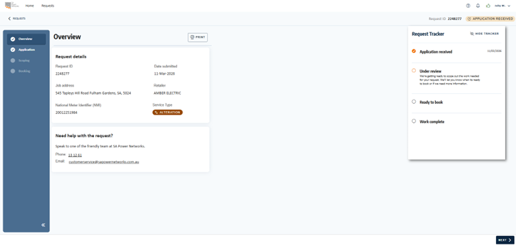 Portal Alterations request overview