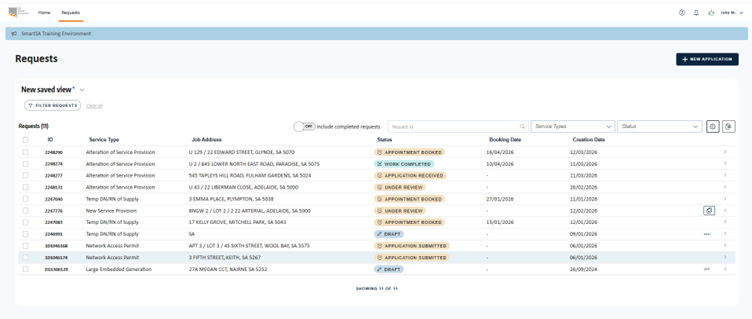 Portal Requests list