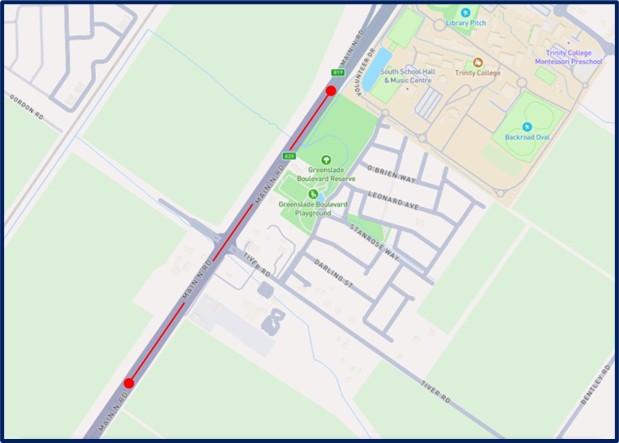 Map of works in the Uleybury area and surrounds.