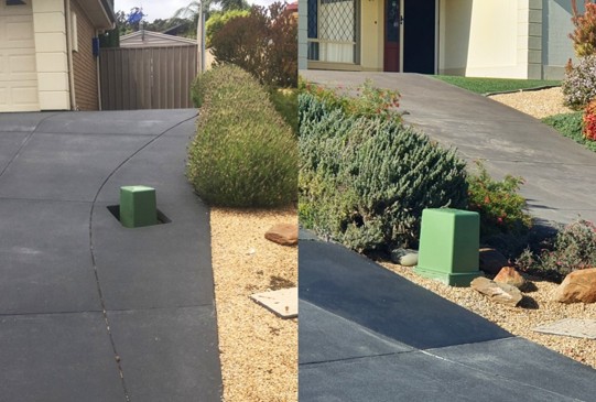 Relocation of a service pillar out of the customer's driveway. Before & after photos.