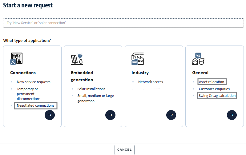A screen shot of the Portal where customers will find the applications.