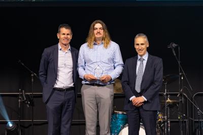 2nd year winner - Ben Bruecher with CEO Andrew Bills and COO Mark Vincent