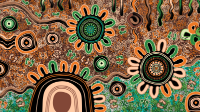 Picture: Our new Innovate RAP artwork Connection to Country by Kelly Taylor and T'keyah Ware 