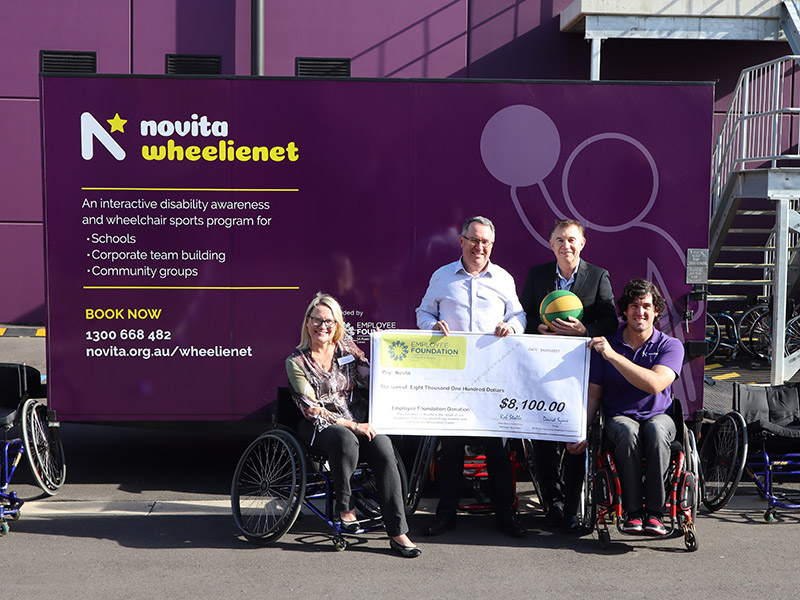 Cheque presentation by SA Power NEtworks Employee Foundation to Novita in support of their Wheelienet Disability Awareness Program.